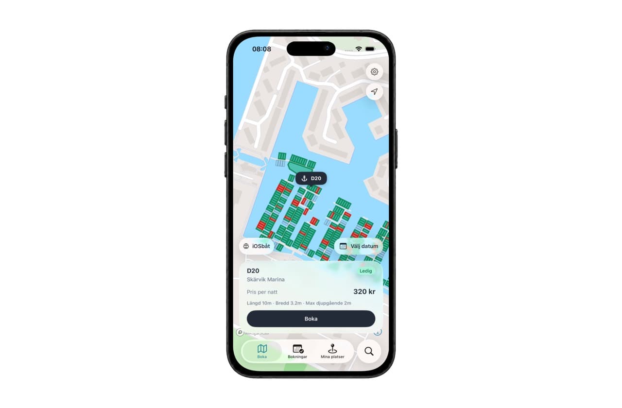 Exempel på en gästplats i Anchorpoint-appen, visad på en telefon